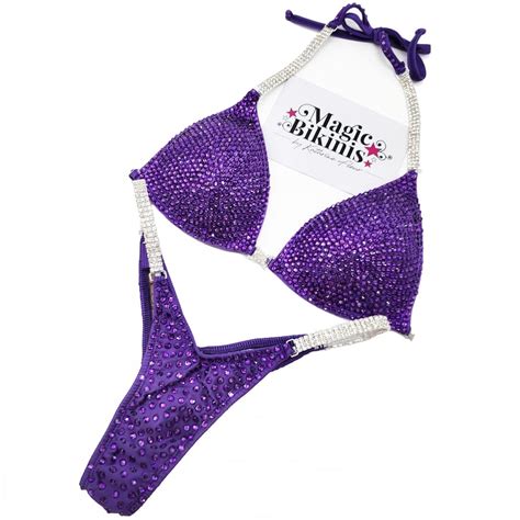 Competition Bikini No 193 NPC Purple Lycra With Connectors Magic Bikinis Custom Competition