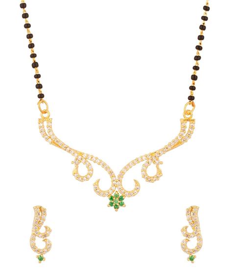 Voylla Mangalsutra With Green Cz Stones Featuring Single Chain Buy