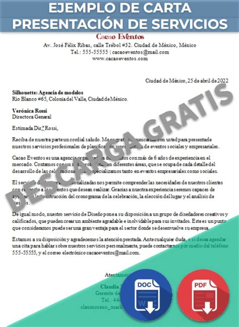 Carta De Presentaci N De Servicios Ejemplos Y Formatos Word Pdf