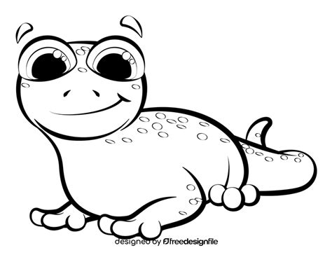 Gecko cartoon black and white clipart free download