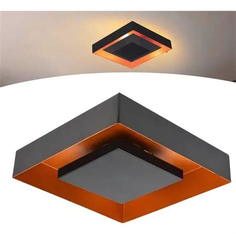 Plafon Quadrado Luminária Sobrepor Rebatedor Eclipse 45x45 Cor Preto e