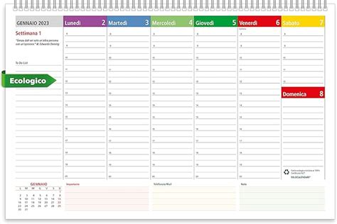 Planning Settimanale Da Tavolo 2023 SPIRALATO Con Tutte Le DATE