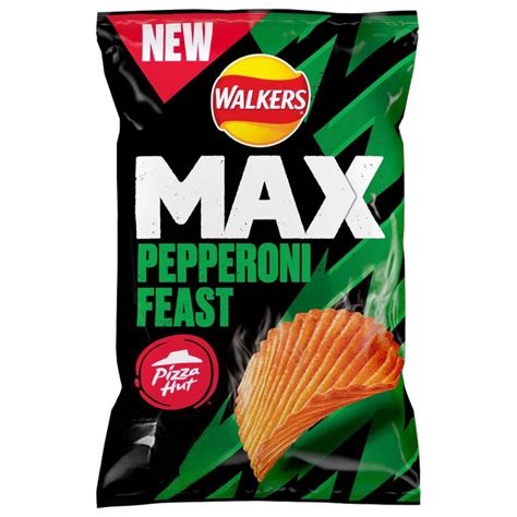 Walkers Max Pizza Hut Pepperoni Feast Crisps 24oz 70g Poppin Candy