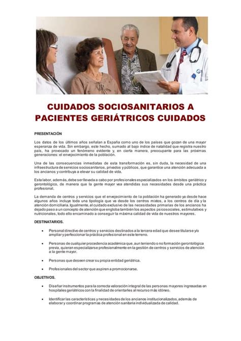 Cuidados Sociosanitarios A Pacientes Geri Tricos Cuidados Pdf