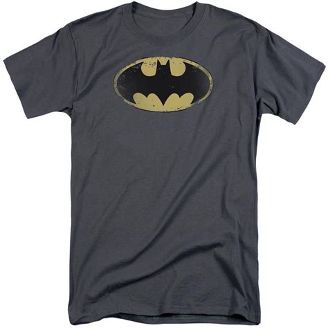 Plus Size Batman Distressed Shield Logo Black Short Sleeve Adult Tall T