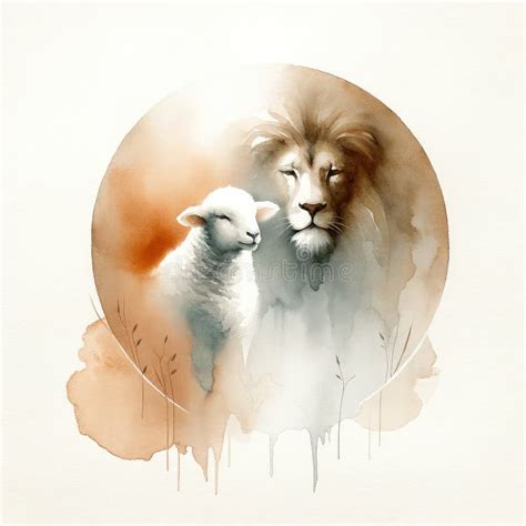 Jesus The Lion The Lamb Of God Digital Watercolor Painting Stock