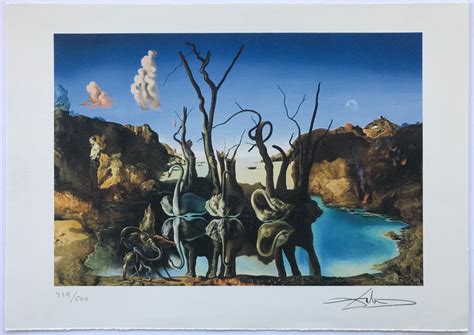 Salvador Dali Edition Lithograph Swans Reflecting Elephants Dal Art