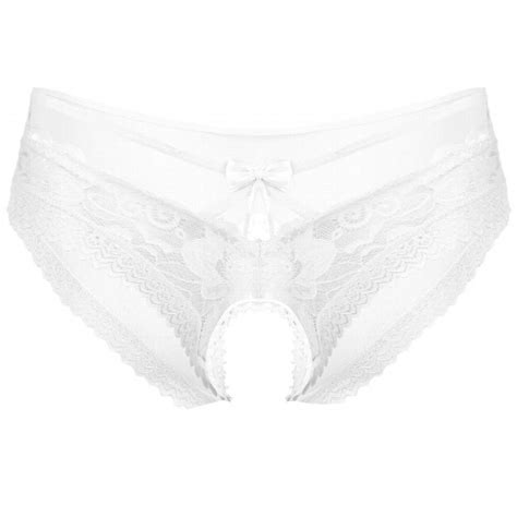 Men Lace Mesh Crotchless Briefs Gay Male Sissy See Through Panties