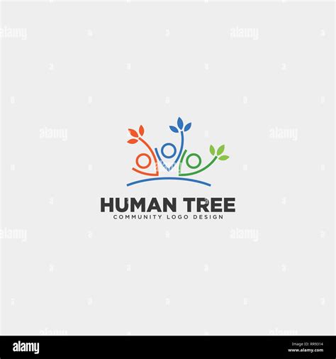 Hoja De Rbol Humano Logotipo Comunitario Plantilla Ilustraci N Vector