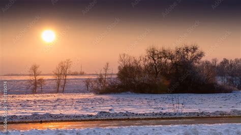 Winter sunset Stock Photo | Adobe Stock