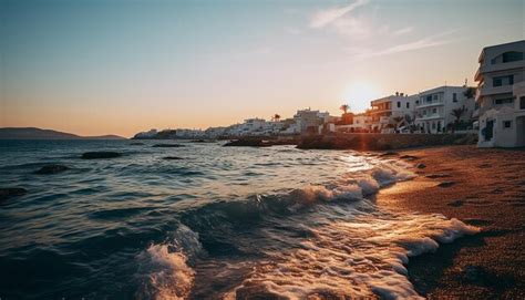 Premium AI Image | Sunset in mykonos