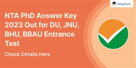 NTA PhD Answer Key 2023 Out For DU JNU BHU BBAU Entrance Test Check