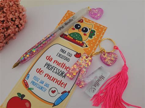 Kit Dia Dos Professoras Caneta Chaveiro Elo Produtos Especiais