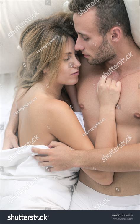 Embracing Naked Couple Sleeping Bed Stock Photo Edit Now