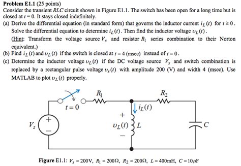 Solved Problem E1 1 25 Points Consider The Transient Rl