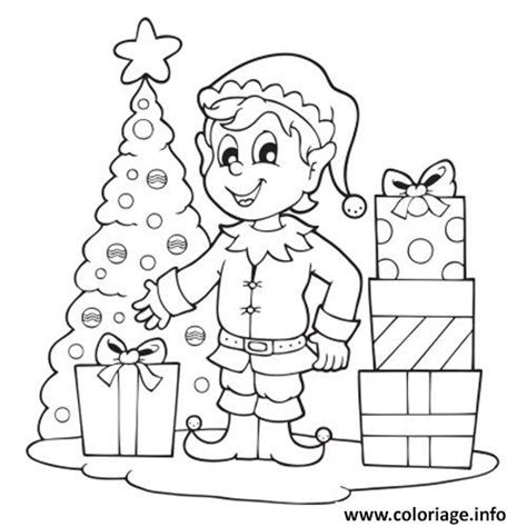 Coloriage Lutin De Noel Sapin Et Cadeaux Jecolorie