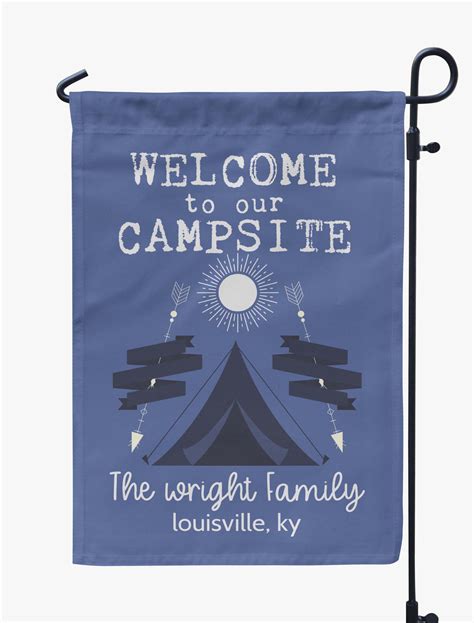 Printtoo Dusty Blue Welcome To Our Campsite Outdoor Personalized