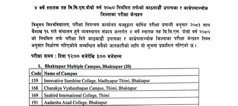 BBS BA B Ed 2nd Year Exam Center TU Second Year Exam Center Hamrogyan