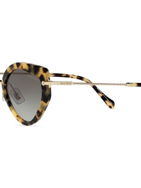 Miu Miu Eyewear Tortoiseshell Effect Cat Eye Sunglasses Farfetch