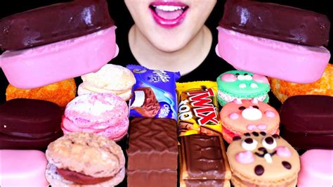 Asmr Pinkdark Chocolate Desserts Mukbangtico Ice Cream Milka Twix