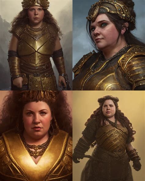 Krea Portrait Chubby Female Dwarf Queen Bronze Dwarven Breastplate