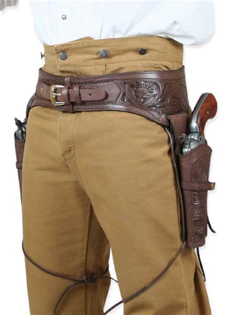 4445 Cal Western Gun Belt And Holster Double Chocolate Brown