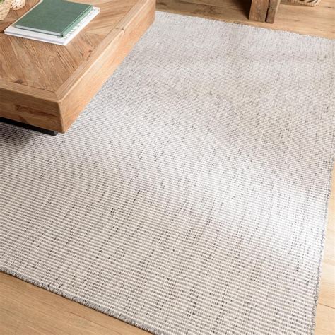 Tapis Rectangulaire En Laine Tiss E Couleur Blanc Gris Chin Quentin