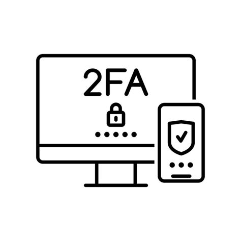 Fa Two Factor Verification Vector Thin Line Icon Vector Art