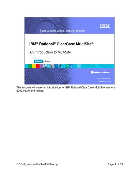 Ibm Rational Clearcase Multisite An Introduction To Multisite