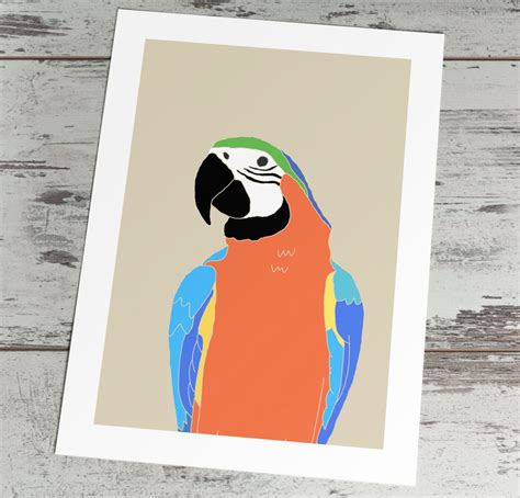 Parrot Print Bird Art Jungle Nursery Nurser Wall Decor Art For Kids