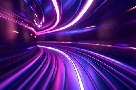 Blue Purple Light Line Through Dark Background Hyper Speed Warp In