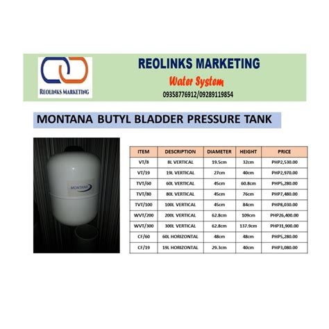 Montana Butyl Bladder Pressure Tank Commercial Industrial