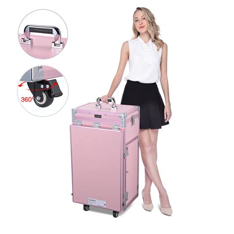 Byootique Nail Desk Mobile Station Rolling Makeup Train Case Manicure