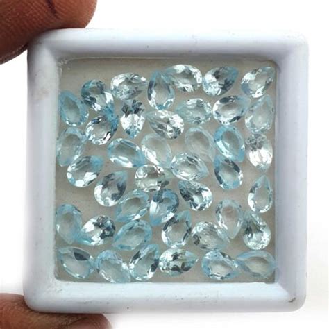 Natural Sky Blue Topaz Pear Cut Loose Gemstone Lot Pcs Mm Ct