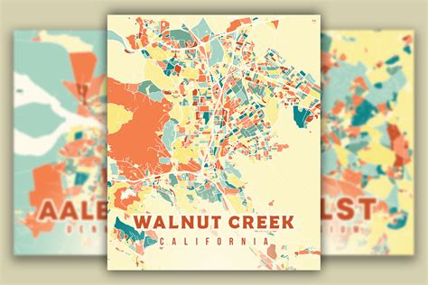 Walnut Creek California Colorful Map Graphic By Poster Boutique · Creative Fabrica