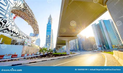 Dubai City Panorama And Sheikh Zayed Road Uae Editorial Stock Image