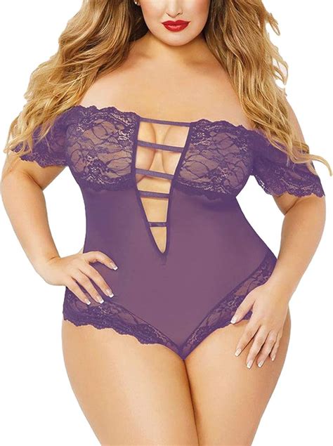 EVELUST Plus Size Lingerie For Women Sexy Off Shoulder See Through