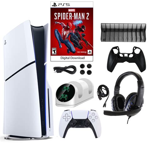 Sony PlayStation 5 Slim Console with Spider Man 2 Game & Accessories ...