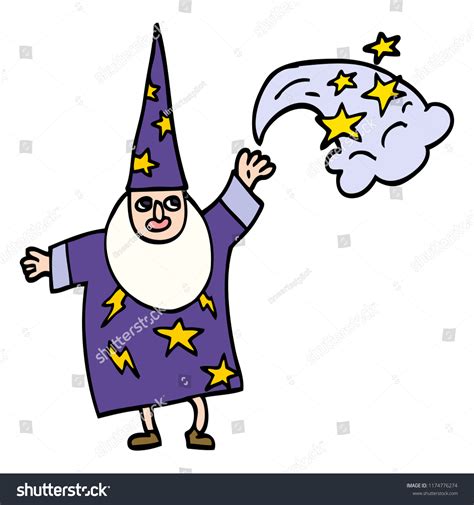 Cartoon Doodle Wizard Casting Spell Stock Vector Royalty Free