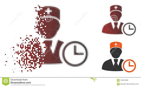 Dissolving Pixel Halftone Doctor Time Icon Stock Vector Illustration