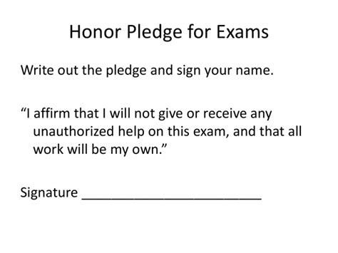 Honor Pledge For Exams