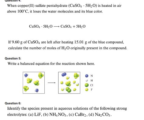 Solved When Copper II Sulfate Pentahydrate CuSO4 5H2O Chegg