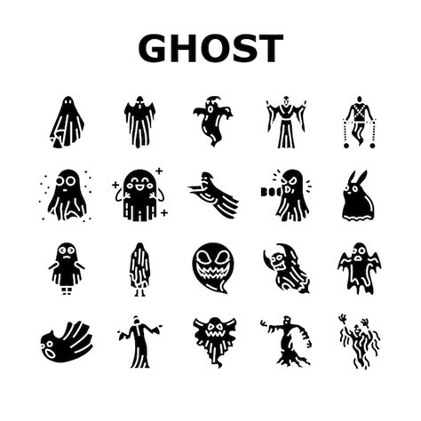 Premium Vector Ghost Halloween Spooky Scary Cute Icons Set Vector