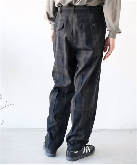 Unfil Unfil Plaid Wool Gabardine Trousers