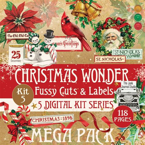 Huge Christmas Wonder Fussy Cuts Labels Mega Pack 16 Pages Christmas