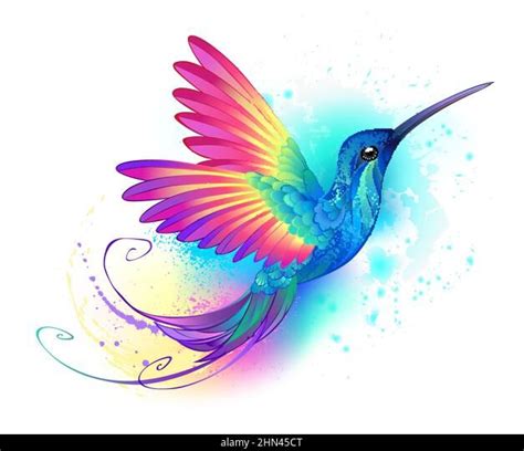 Brillante iridiscente exótico colibrí sobre fondo blanco pintado