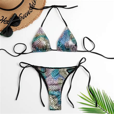 Women Swimsuit Bikini Sexy Swimwear Striped Push Up High Cut High