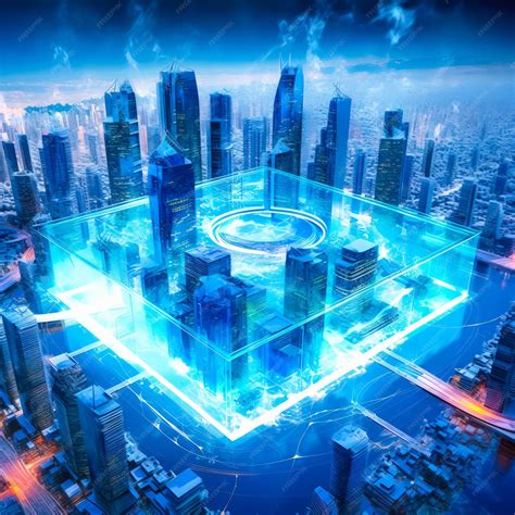 Premium AI Image | blue neon smart city