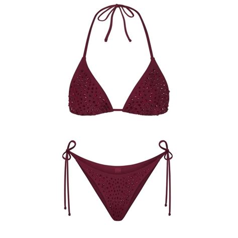 Skims Swim Skims String Bikini Rhinestone Triangle Top Tie Bikini