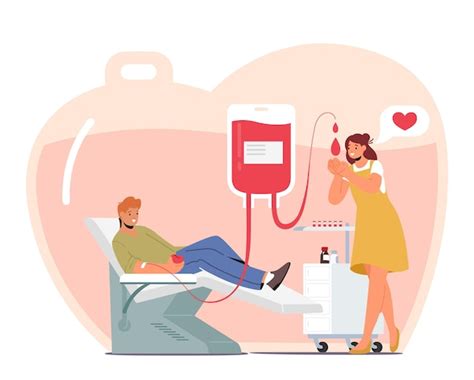 Premium Vector Male Character Donate Blood Process Of Donating